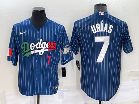 Men's Los Angeles Dodgers #7 Julio Urias Navy Mexico World Series Cool Base Stitched Baseball Jersey